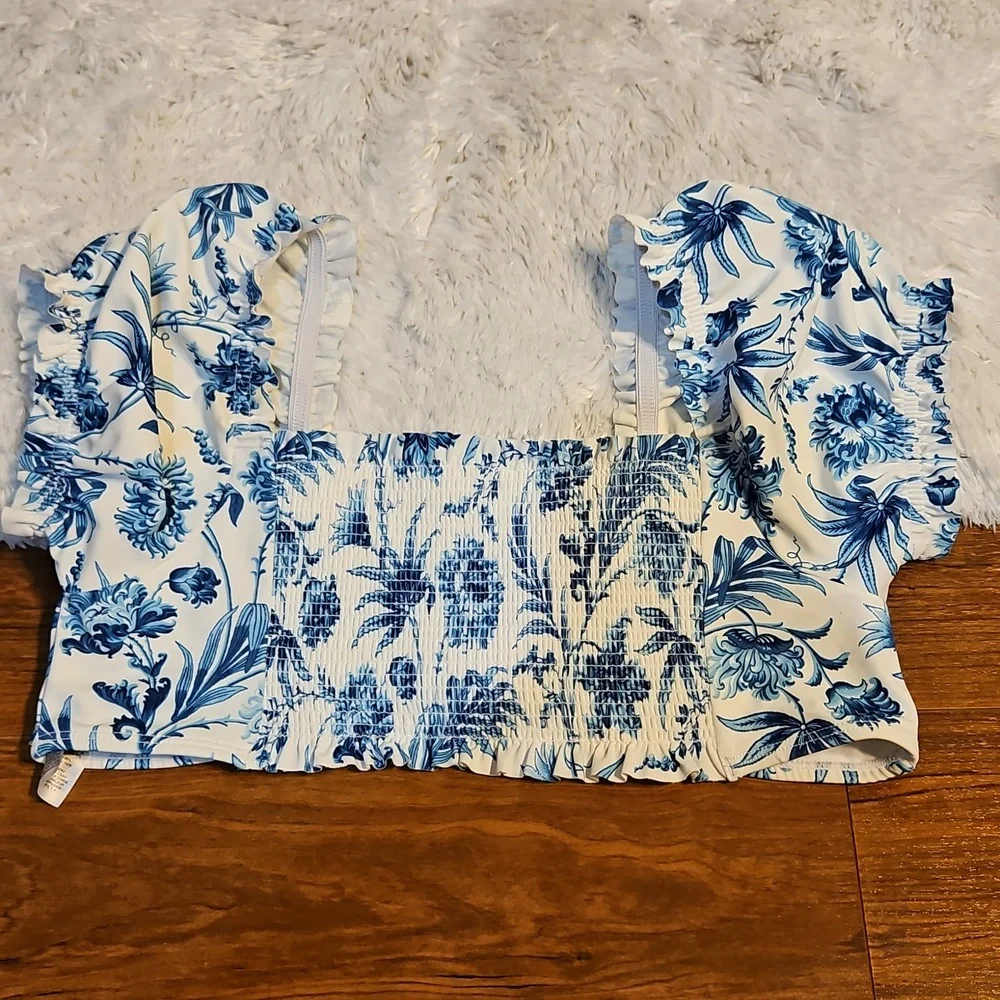 Janie and Jack Blue and White Patterned Swimwear Girls Size 18‎